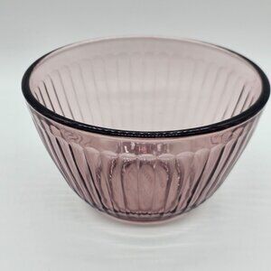 Pyrex Sculptured Cranberry Serving Bowl 6" ribbed patterned glass translucent